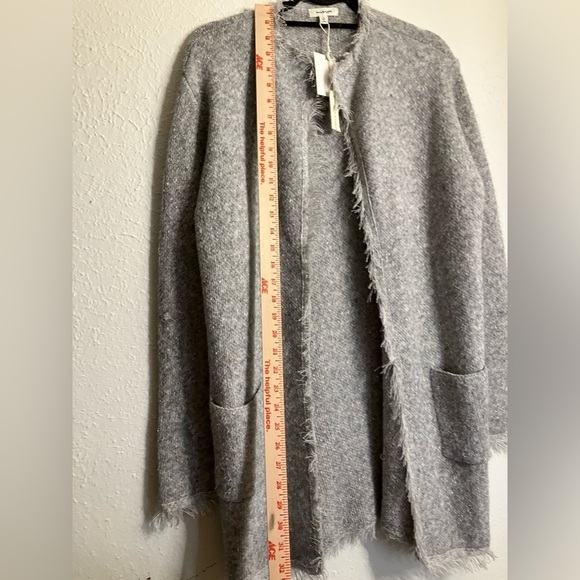 NWT Max Studio Open Front Fringe Oversized Cardigan Taupe Gray Size L - Picture 3 of 8